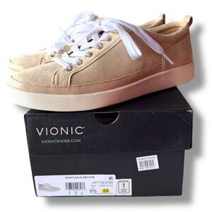 Vionic Winny Low Top Sneaker in Gold Met Leather Size 8.5